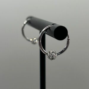 Silver Plated & Crystal Ball Huggie Earrings
